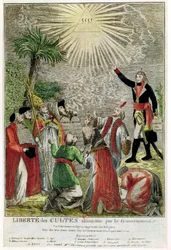Religionsfreiheit während der Konsulatszeit Napoleons, Darstellung Napoleons, der auf das höchste Wesen zeigt, 1799